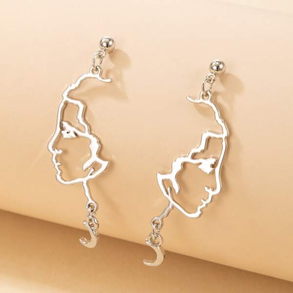 

Figure Drop Earrings, Silver