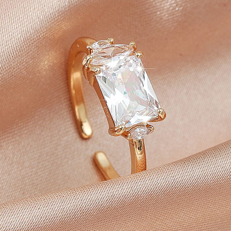 

1pc Rhinestone Cuff Ring, Gold