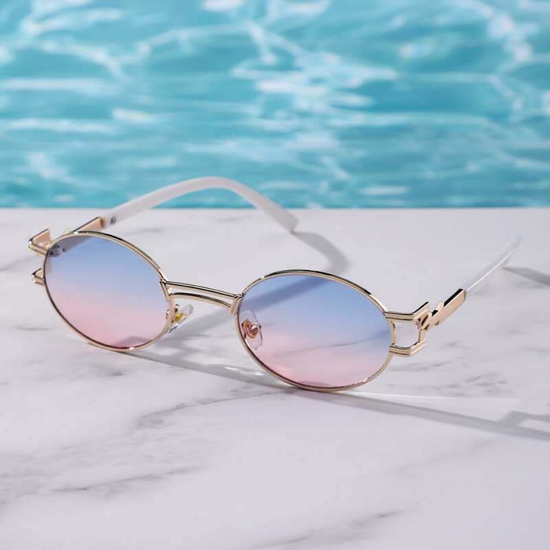 

Metal Oval Frame Sunglasses, Purple