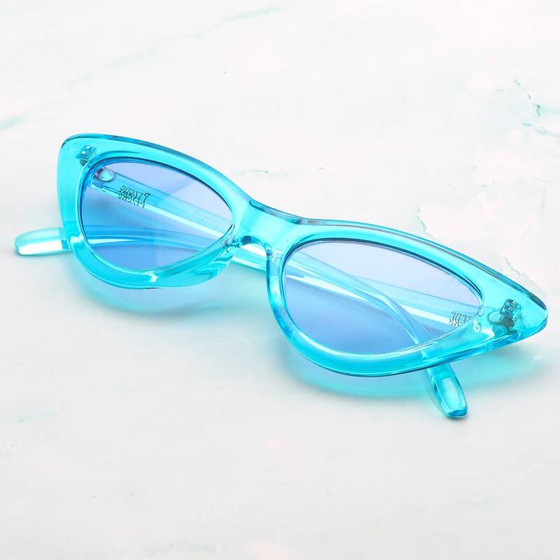

Tinted Lens Cat Eye Sunglasses, Blue