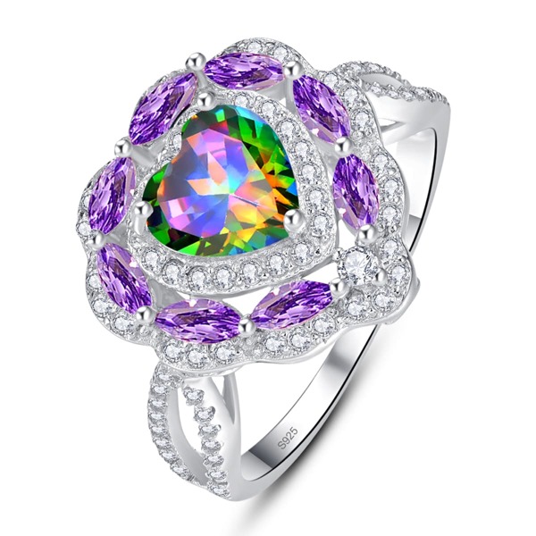 

Heart Zircon Decor Ring, Multicolor