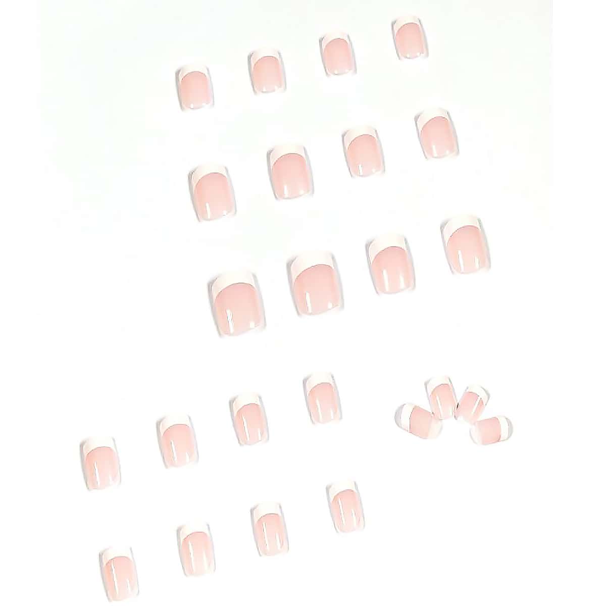

24pcs Colorblock Fake Nail, Baby pink