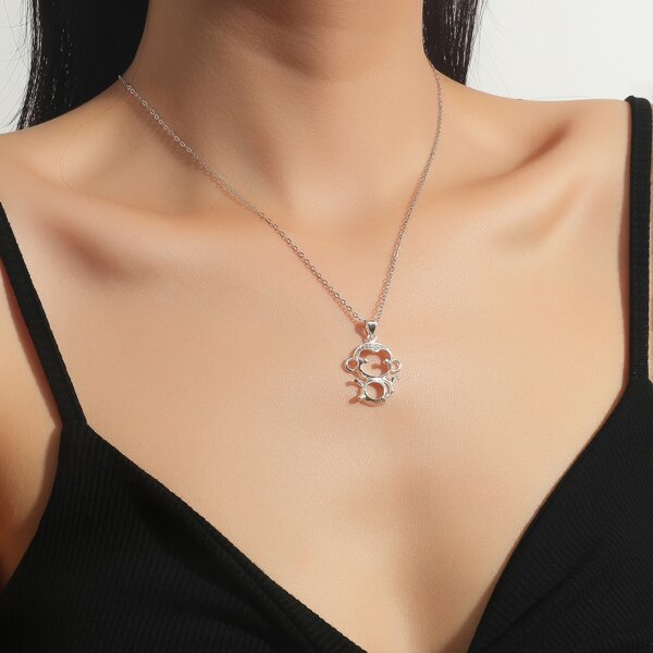 

Monkey Charm Necklace, Silver