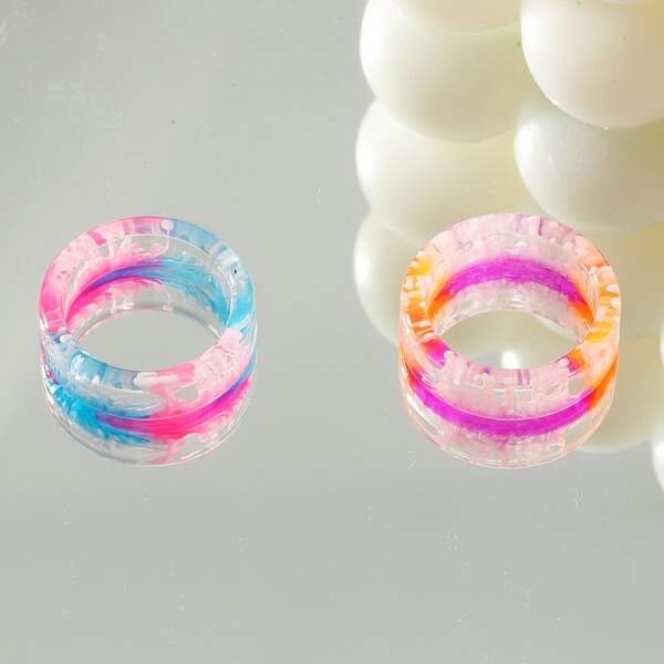 

2pcs Colorful Ring, Multicolor