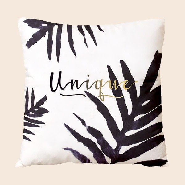 

Leaf Print Cushion Cover Without Filler, Multicolor