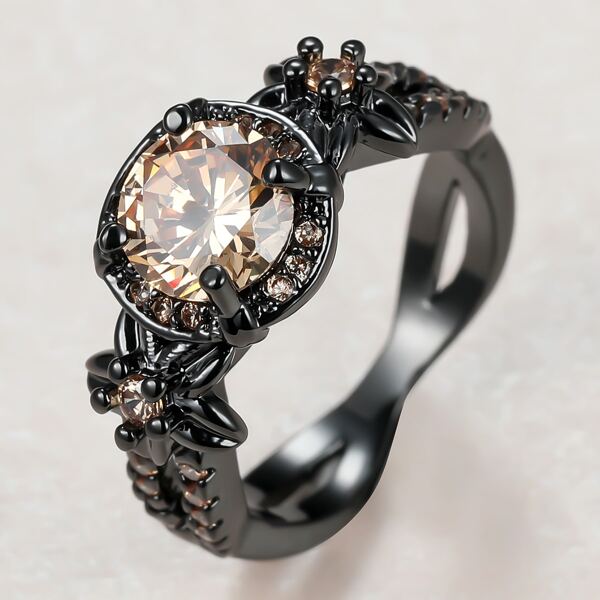 

Zircon Decor Ring, Black