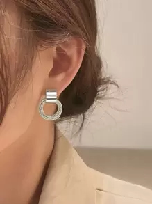 Pendientes de gota redondos - Plateado - Ver 1