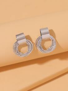 Pendientes de gota redondos - Plateado - Ver 2