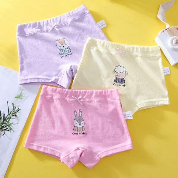 

Toddler Girls 3pack Cartoon And Letter Graphic Shortie Brief, Multicolor
