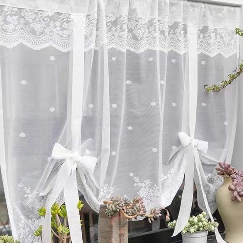 

1pc Lace Embroidery Curtain, White
