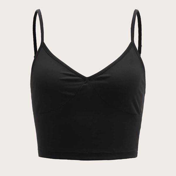 

Solid Bustier Crop Cami Top, Black