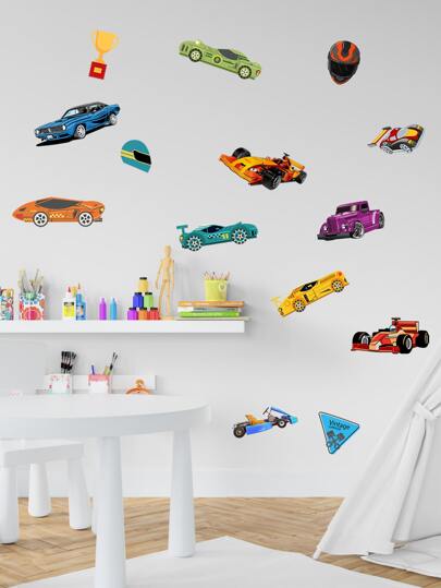 Pegatinas de pared con estampado de coche para niños, calcomanías, vinilos decorativos para el hogar, artículos de decoración primaveral para renovar tu hogar, pegatinas decorativas de Rama, regalos de cumpleaños y graduación.