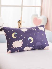 Kids Sheep Print Duvet Cover Set Without Filler - Blue - View 6