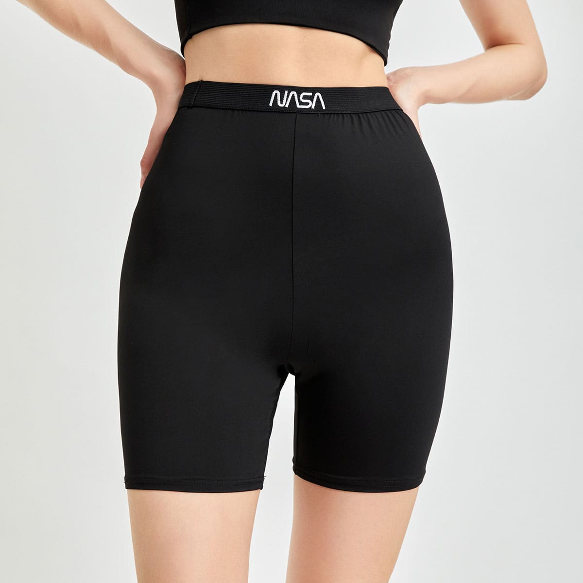 

Letter Biker Shorts, Black