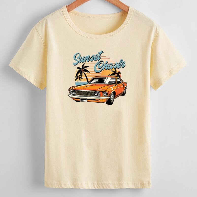 

Letter Car Graphic Tee, Beige