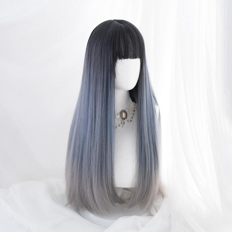 

Ombre Long Straight Wig With Bangs, Multicolor
