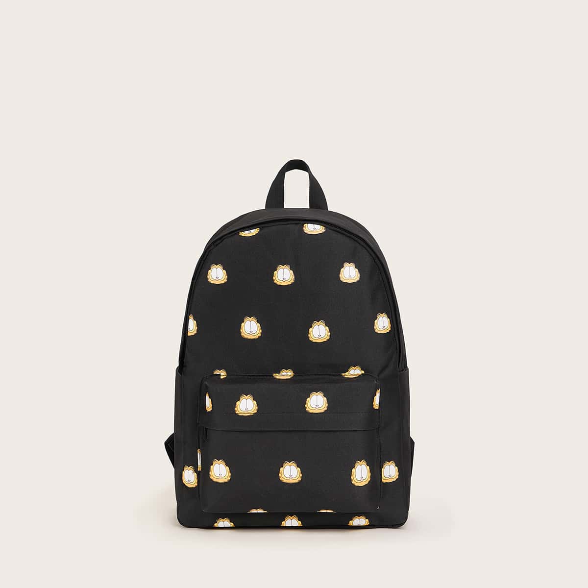 

Cartoon Print Backpack, Black