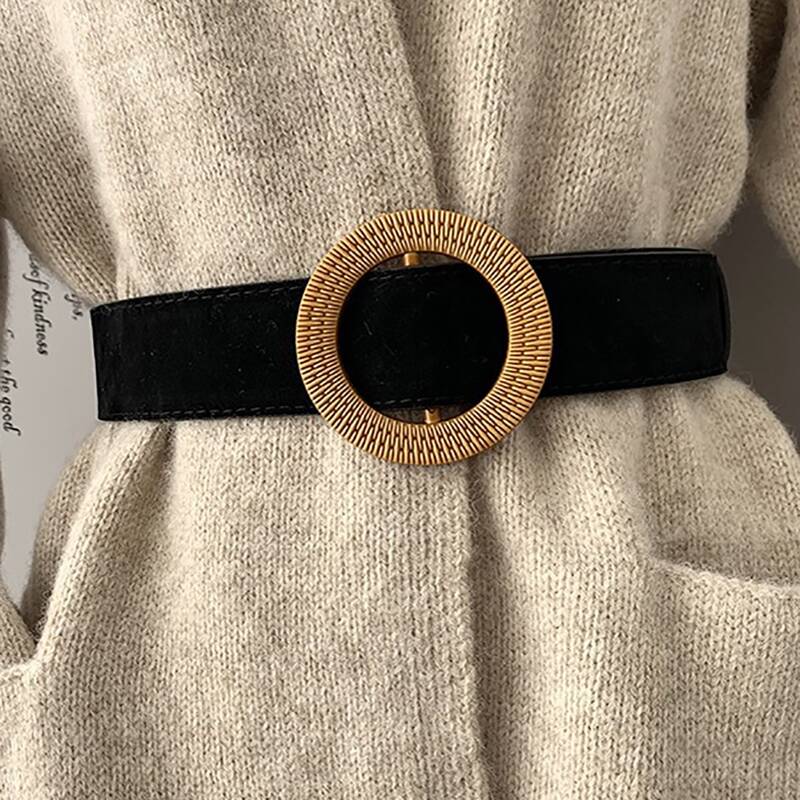 

Ring Buckle Wide Belt, Black