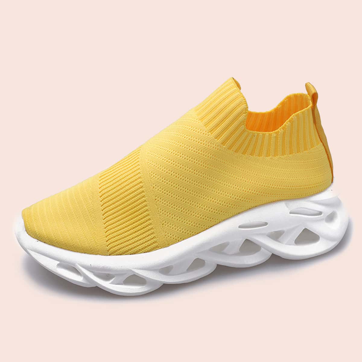 

Solid Slip On Knit Sneakers, Yellow