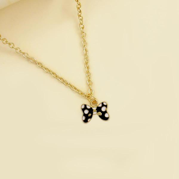 

Bow Charm Necklace, Black and white