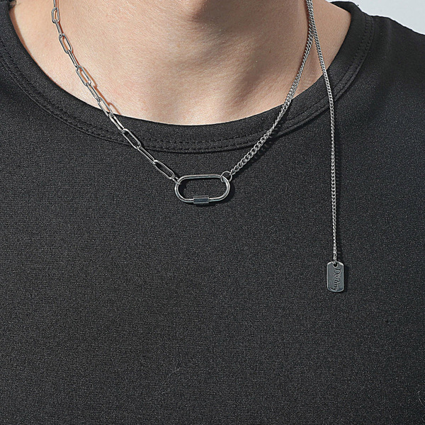 

Men Geo Charm Necklace, Silver