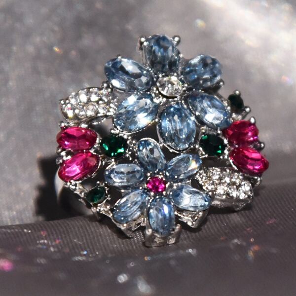 

Rhinestone Flower Decor Ring, Multicolor