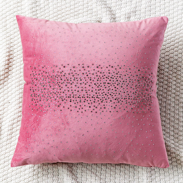 

Rhinestone Decor Cushion Cover Without Filler, Pink