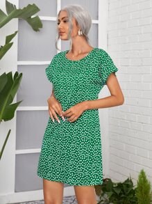 SHEIN LUNE 蝙蝠袖小碎花洋裝