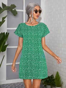 SHEIN LUNE 蝙蝠袖小碎花洋裝