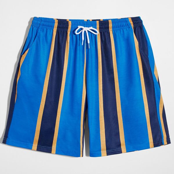 

Men Striped Drawstring Waist Sleep Shorts, Multicolor