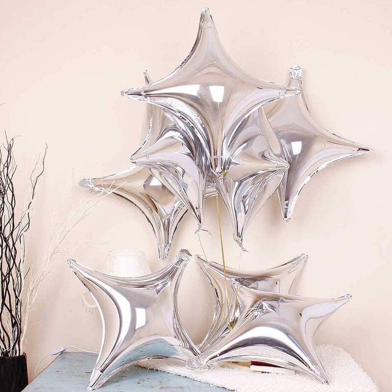 

6pcs Star Shaped Balloon, Silver