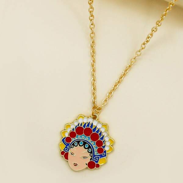 

Beijing Opera Pendant Necklace, Multicolor