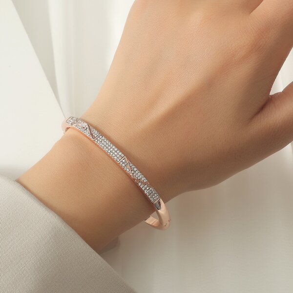 

Rhinestone Decor Bangle, Rose gold