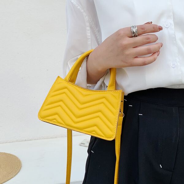 

Chevron Satchel Bag, Yellow