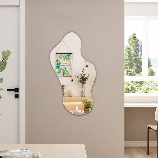 

1pc Irregular Shape Mirror Surface Wall Sticker, Silver