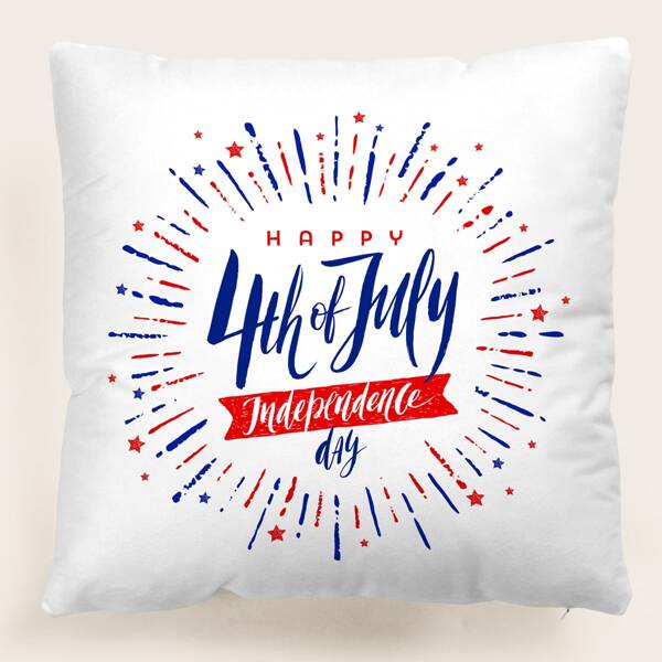 

Slogan Graphic Independence Day Cushion Cover Without Filler, Multicolor