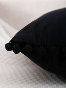 Pom Pom Lumbar Pillowcase Without Filler - Black - View 3