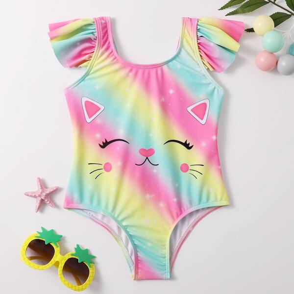 

Toddler Girls Ombre Ruffle One Piece Swimsuit, Multicolor