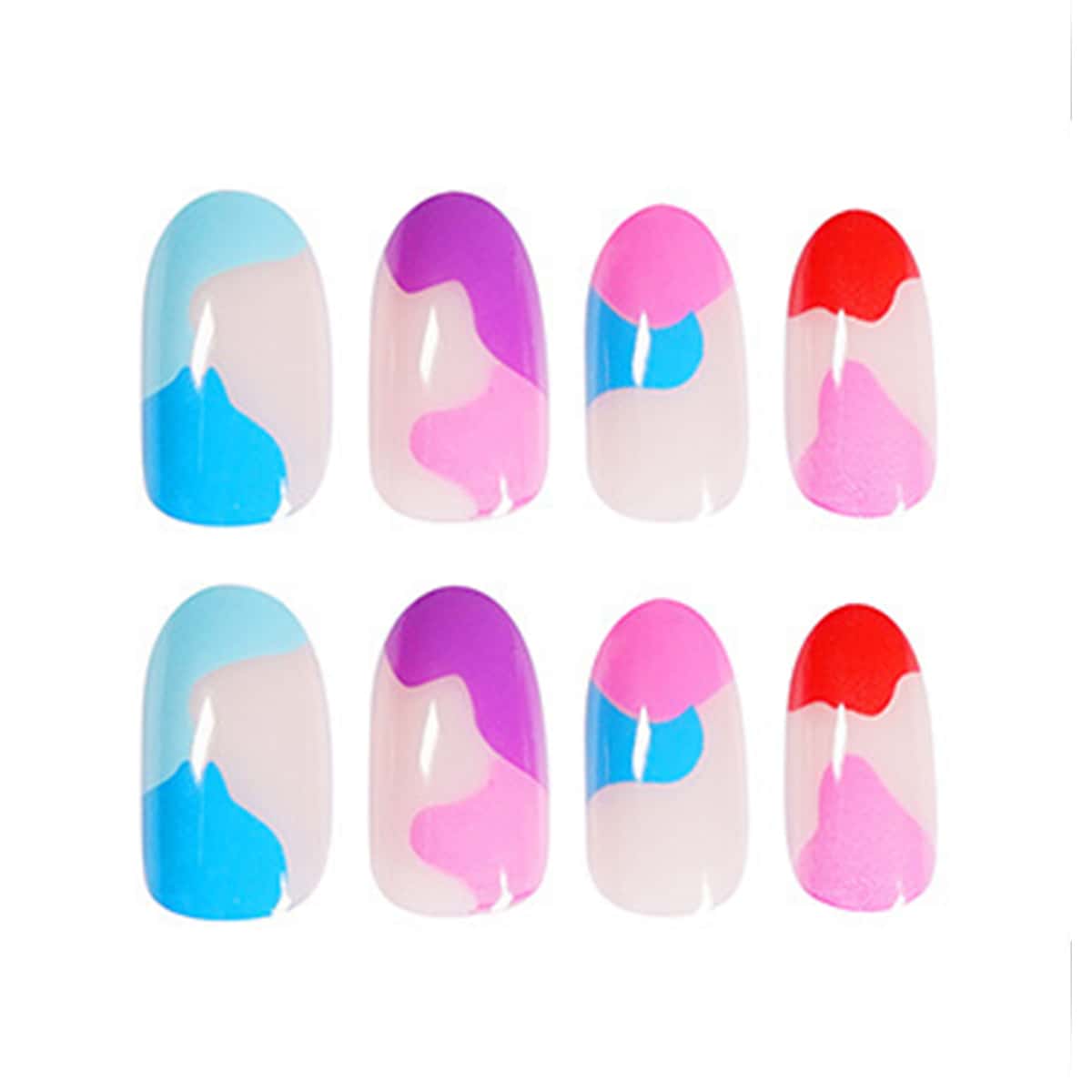 

24pcs Colorful Fake Nail, Multicolor
