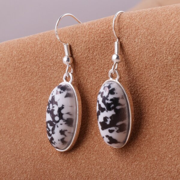 

Graphic Oval Drop Earrings, Black and white
