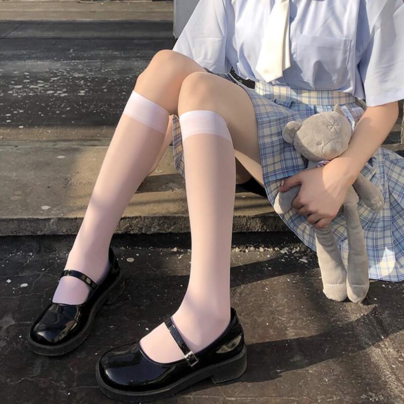 

1pair Over The Calf Socks, White
