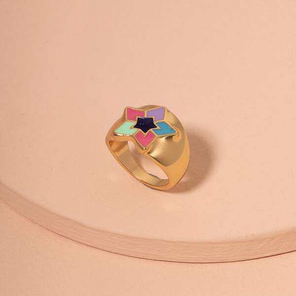 

1pc Alloy Ring, Multicolor