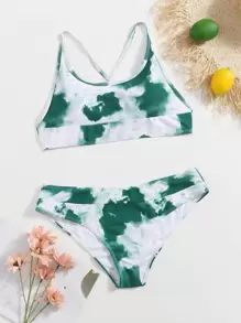 Plus Size Tie Dye Bikini Set Summer Beach - Multicolor - View 1