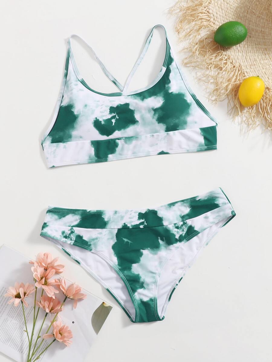 Plus Size Tie Dye Bikini Set Summer Beach - Multicolor - View 1