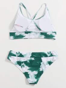 Plus Size Tie Dye Bikini Set Summer Beach - Multicolor - View 2