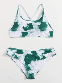 Plus Size Tie Dye Bikini Set Summer Beach - Multicolor - View 4