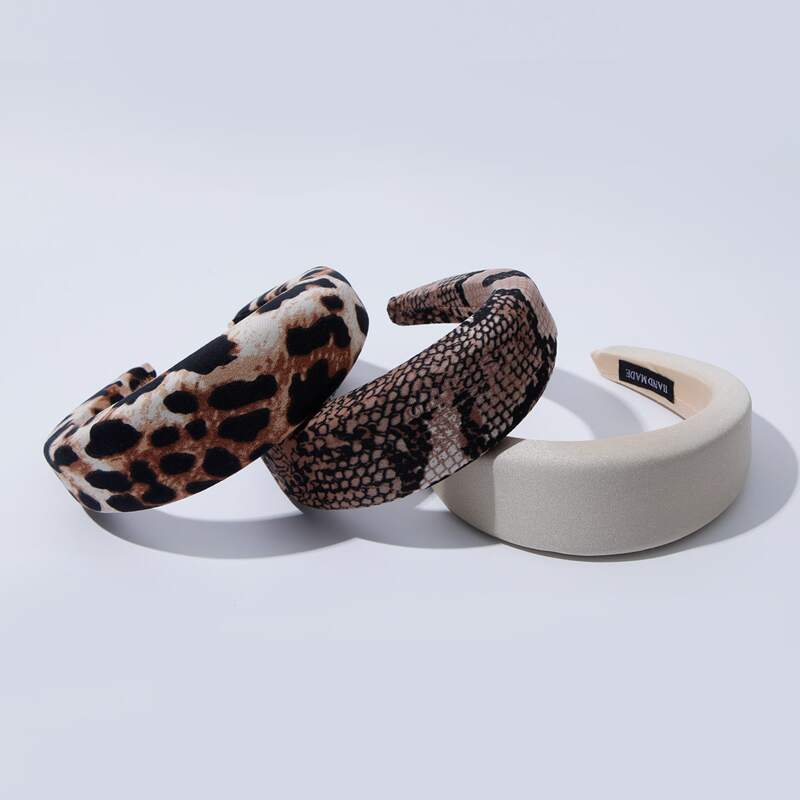 

3pcs Snakeskin & Leopard Print Headband, Multicolor