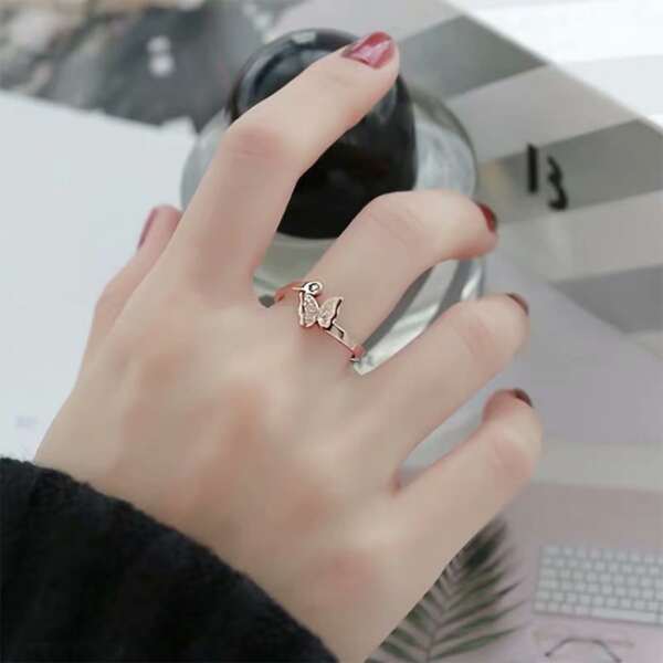 

Butterfly Detail Cuff Ring, Rose gold