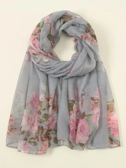 1pc Floral Print Scarf Elegant Boho Scarf For Outdoor And Traveling Winter Fall
