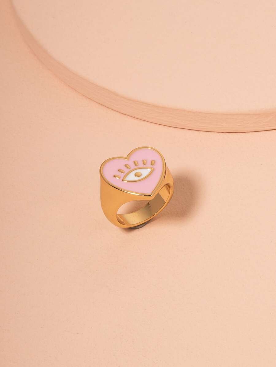 Heart Pattern Ring - Multicolor - View 1